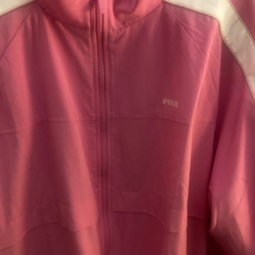 PINK Victoria's Secret Women's Bomber Jacket in Pink and White